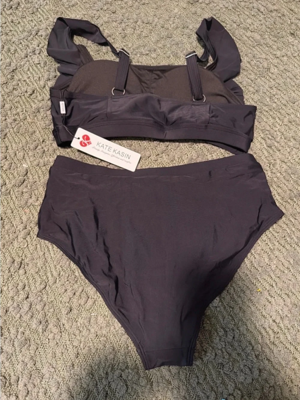Black Ruffle-Sleeve High-Waist Bikini Set